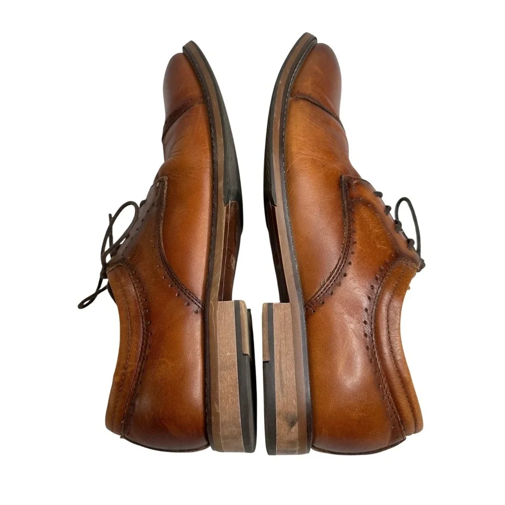 Stacy Adams Men's Tan Leather Cap‎ Toe Oxford Dress Shoes 25304-221 Brown 8.5M